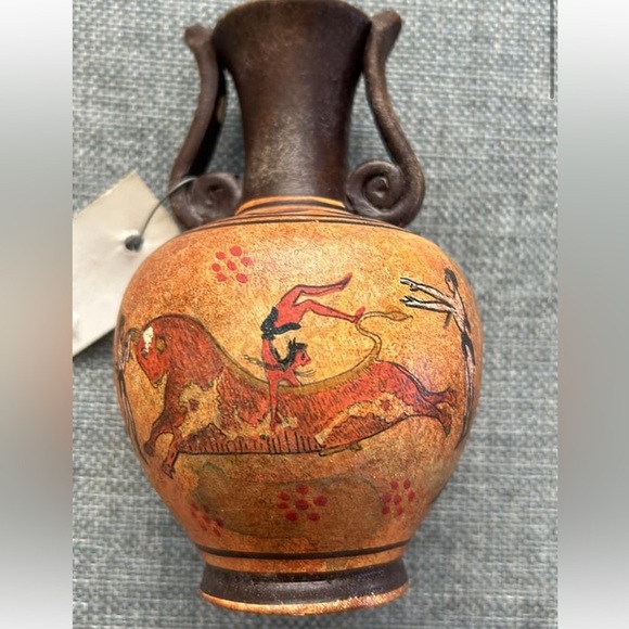 Vintage vase The bull-leaping fresco original Greek pottery vase hand painted - Picture 12 of 13